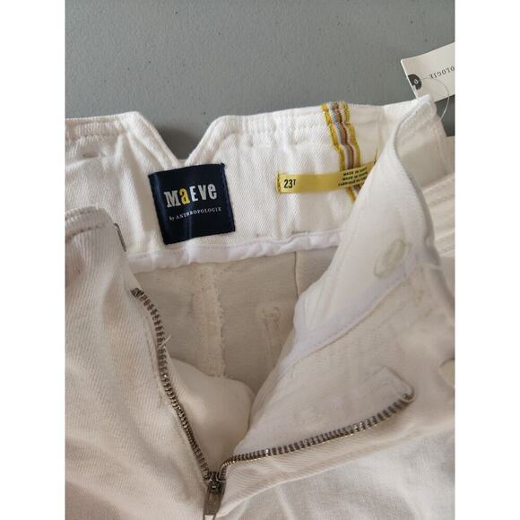 Anthropologie Maeve Cropped Ex High-Rise Wide-Leg Jeans Sz 23 Tall White #8D405 - Picture 7 of 14